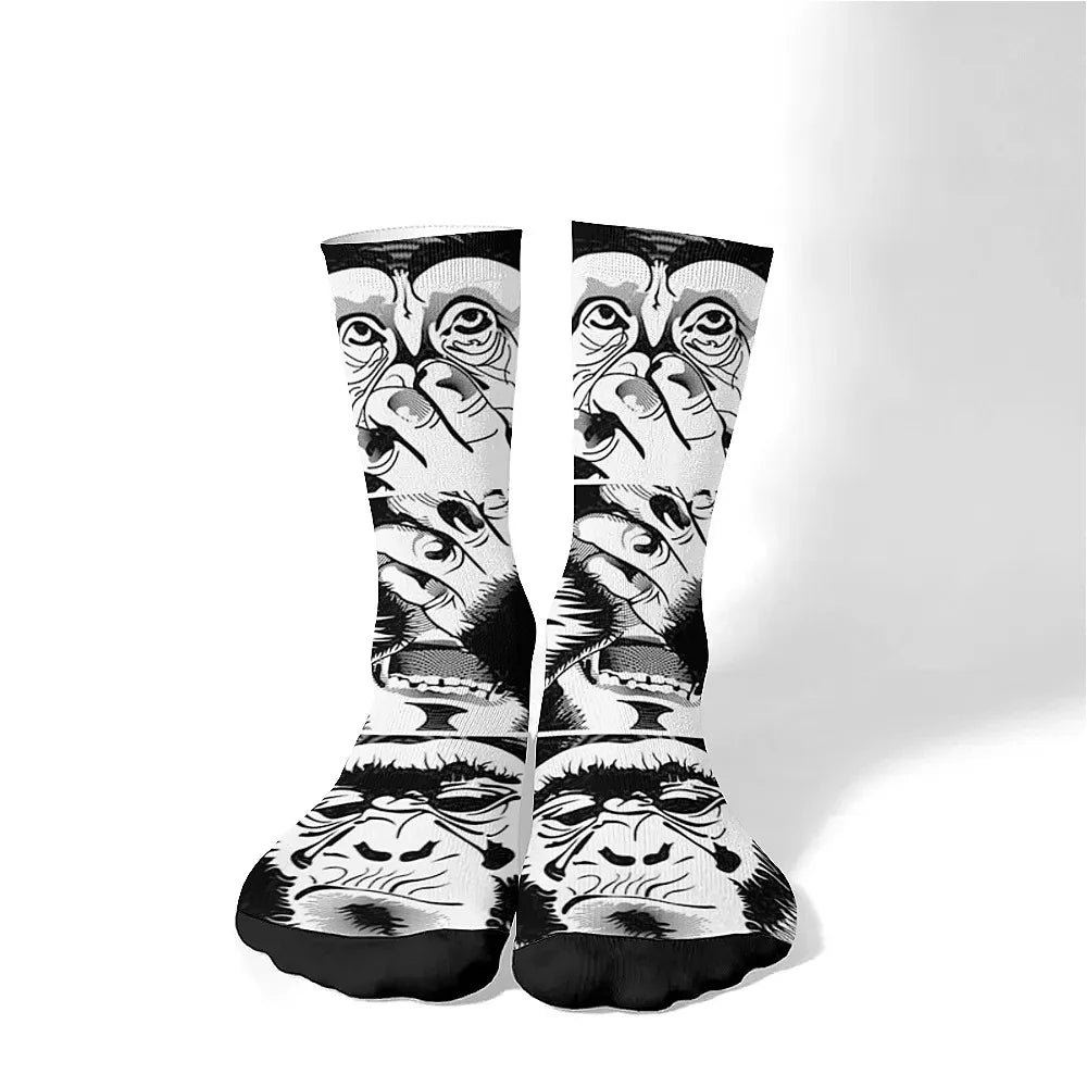New and interesting men's socks, retro fun art gorilla, street hip-hop style, comfortable and breathable, outdoor leisure sports