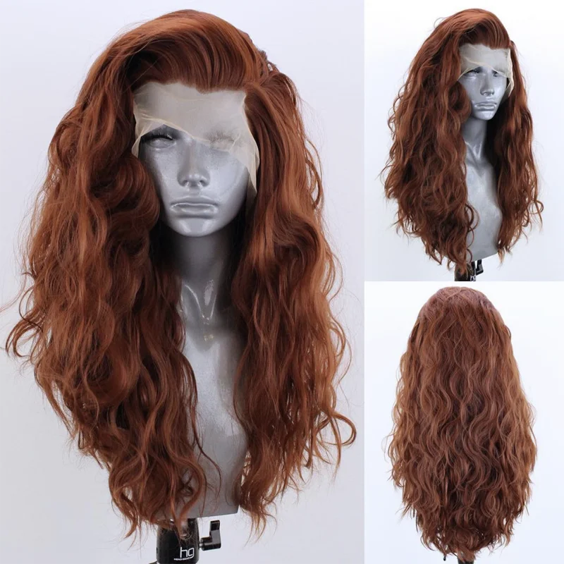 AIMEYA Water Wave Synthetic Lace Wig Natural Looking Lace Front Wigs for Women Free Part Cosplay Party Wig Heat Resistant Wigs