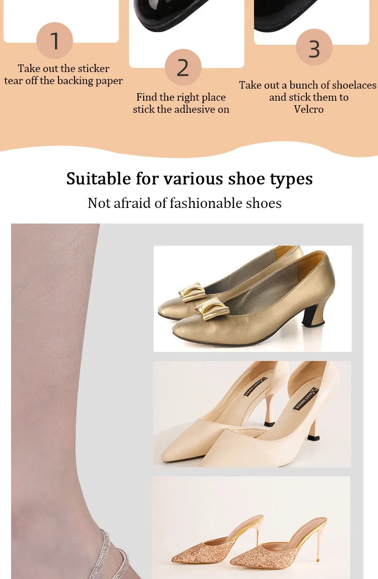 High Heels Shoes Band Anti-loose for Women Diamond Shoelaces Anti-drop Heel Straps Belt Drill Elastic Fixing Rhinestone Belts