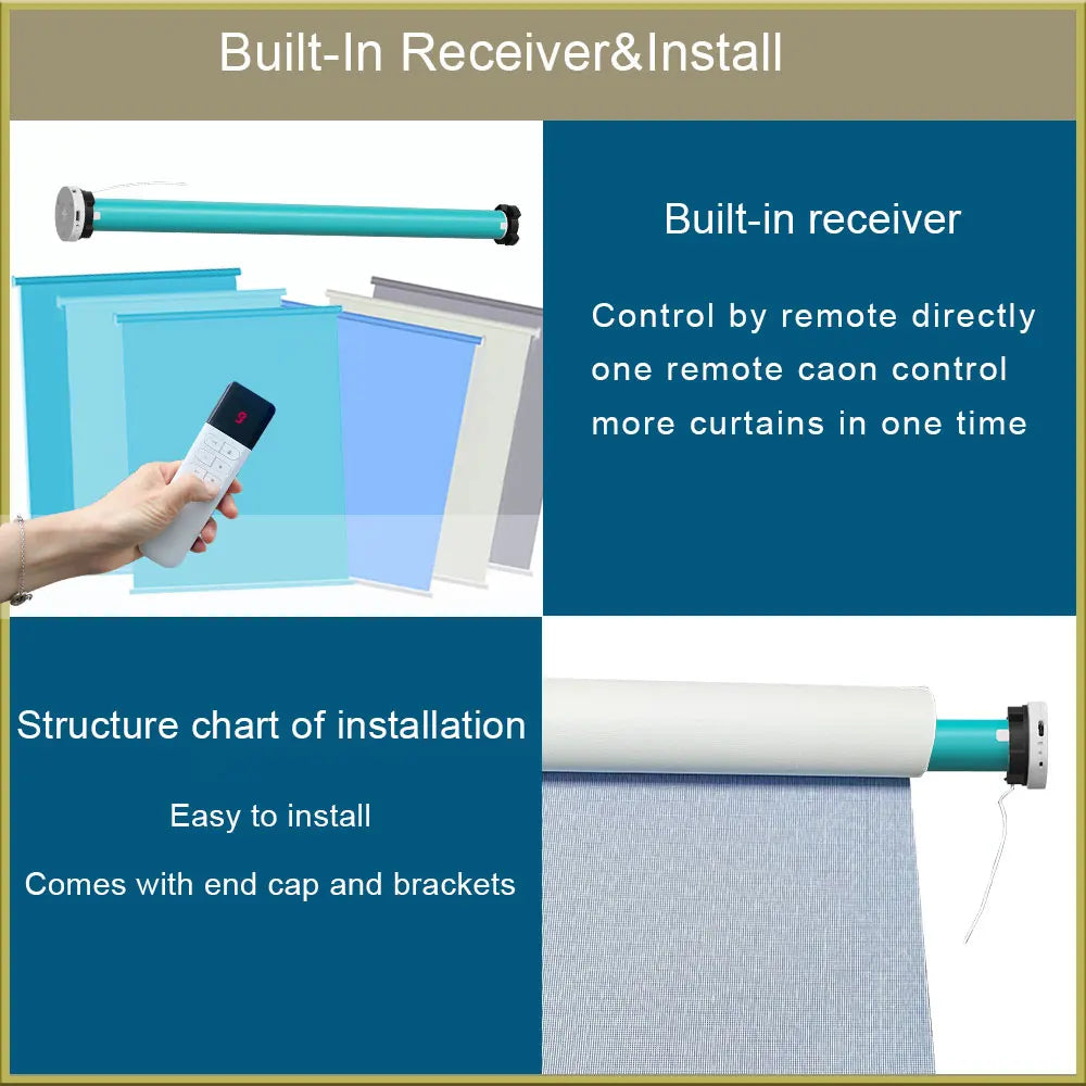 LifeLibero Tuya Wifi Battery Smart Curtains Motor Roller Blinds For 38mm Tube Rechargeable Wired Free Shutter Electric Motor