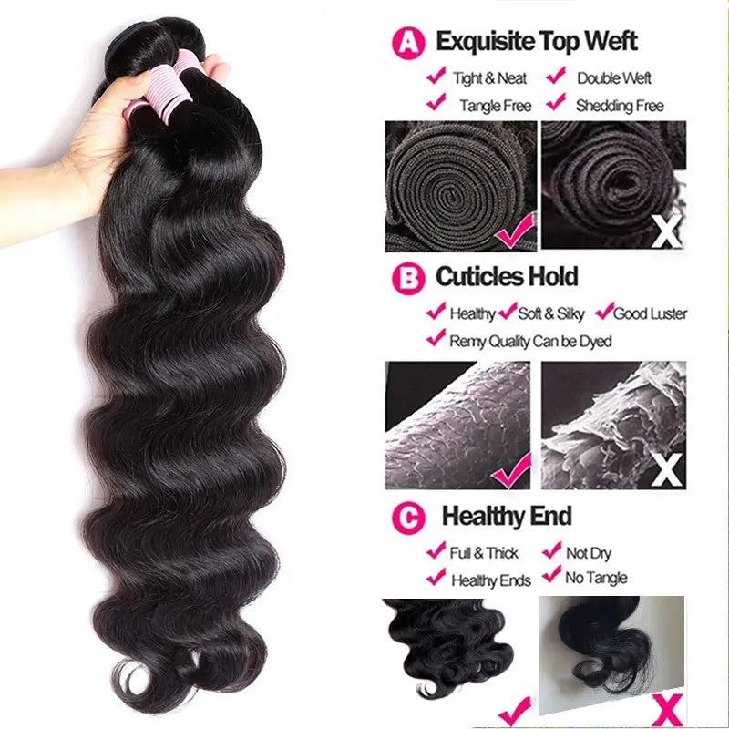 PerisModa Body Wave Human Hair Bundles With Closure 5x5 Transparent Lace 4×4 Brown Lace Brazilian Remy 12A Human Hair Extensions