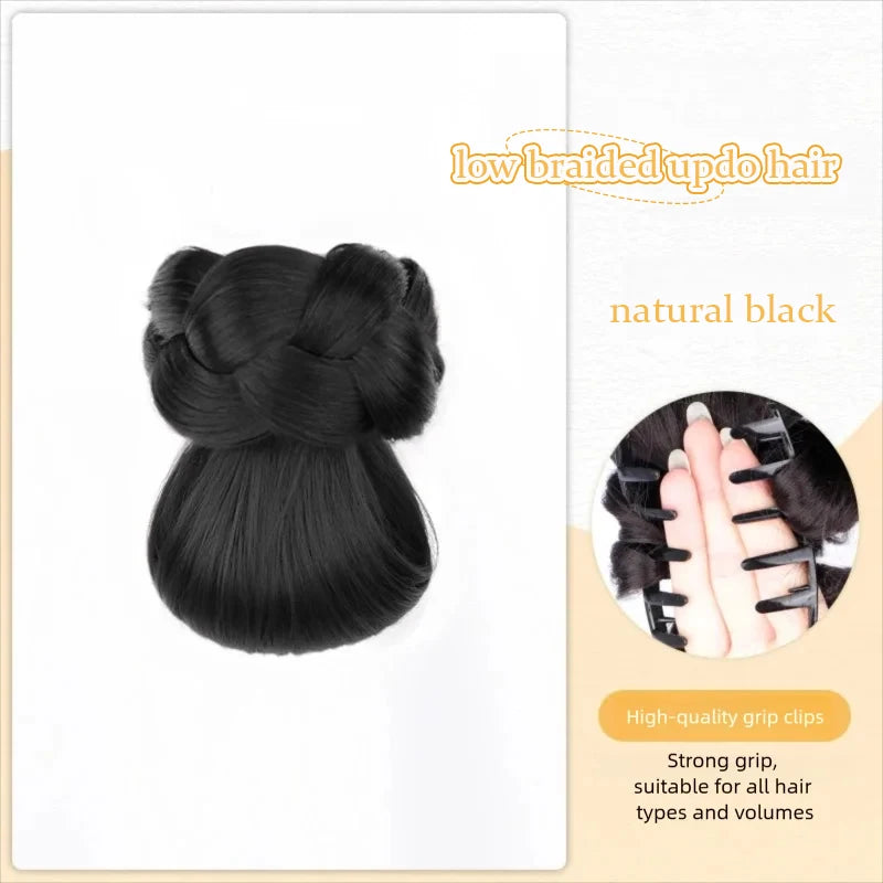 LUPU Hair Clips for Hair Hair Accessories Wig Low Hair Bun Synthetic Natural False Braided Black Brown Updo Hair Women Hairpiece