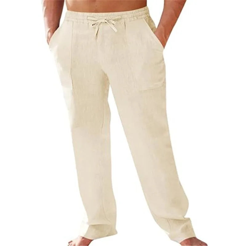 Summer and autumn plus size S-5XL men's pure cotton linen sports and fitness pants breathable casual training jogging pants stre