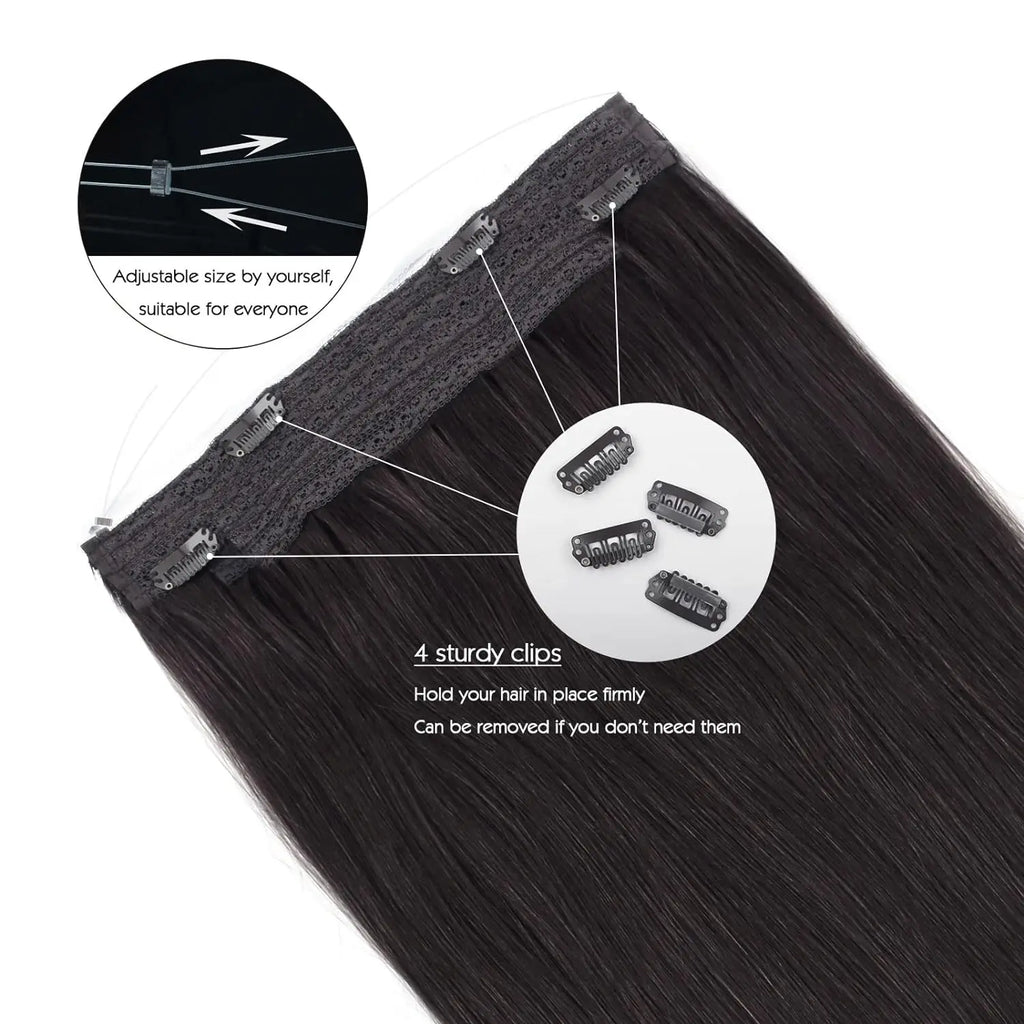 Human Hair Extensions Invisible Wire Hair Extensions Black Remy fish line hair Hairpiece with Fish Line
