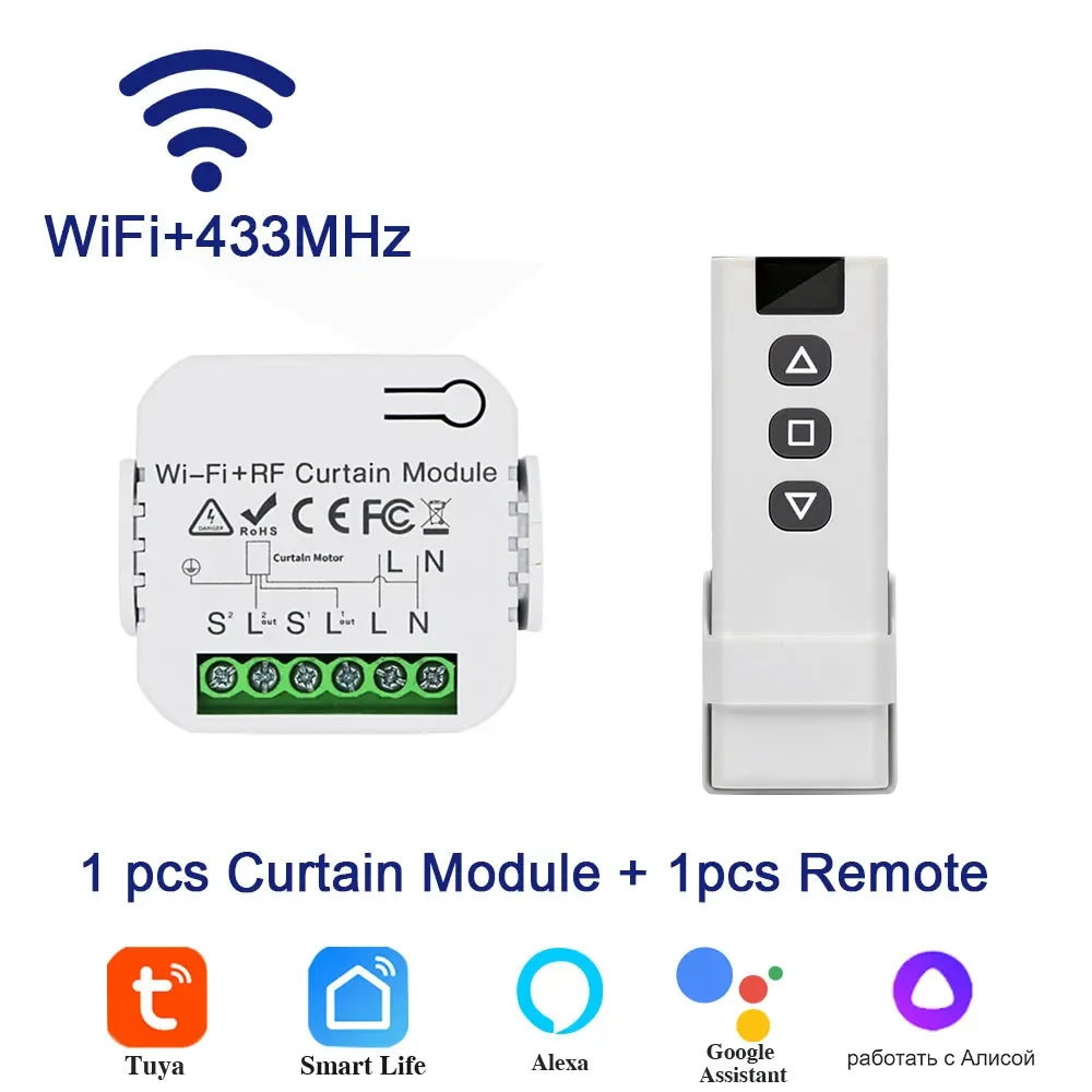 Tuya WiFi Smart Curtain Switch Controllers Roller Blinds Shutter Motor Smart Life APP Remote Control Alexa Google Home Voice Con
