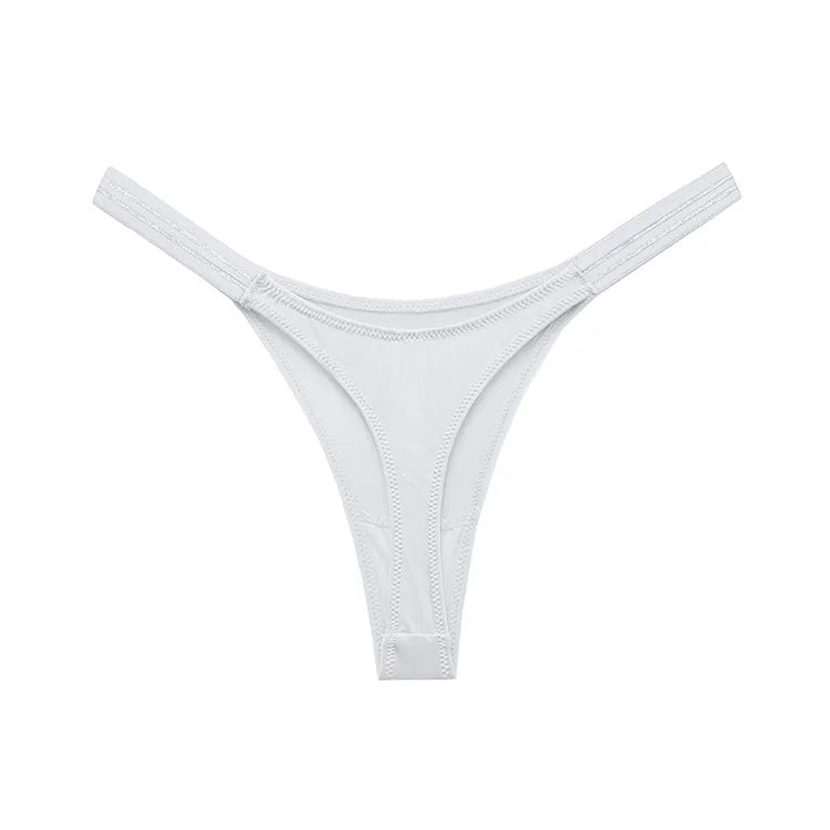 Women's low waist butt lift fitness sports high fork fashion thong thong sexy European and American ice silk T pants lingerie