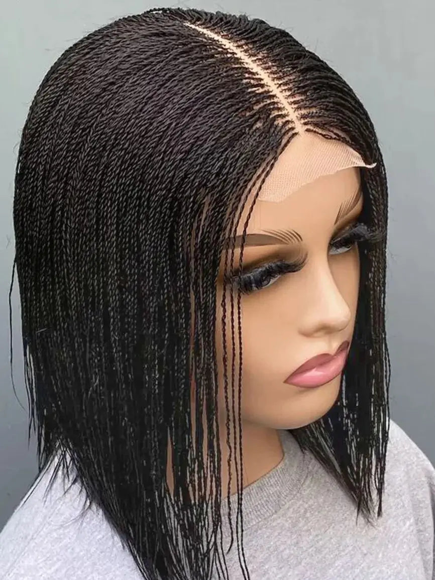 Short micro twist wig on 2*6 lace Centre-part braided wig braided lace front wigs 8-10" braid wig braided lace wigs Micro Braid