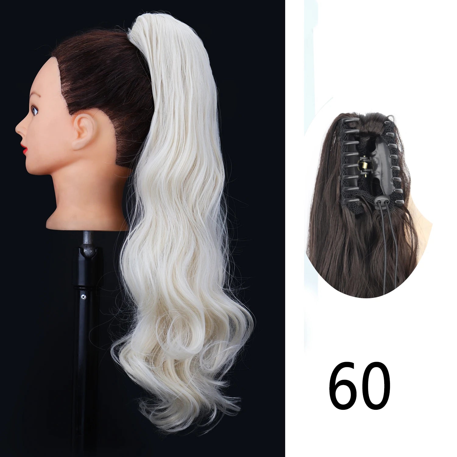 Synthetic 24Inch Wavy Claw Clip On Ponytail Hair Extension Ponytail Extension Hair For Women Pony Tail Hair Hairpiece