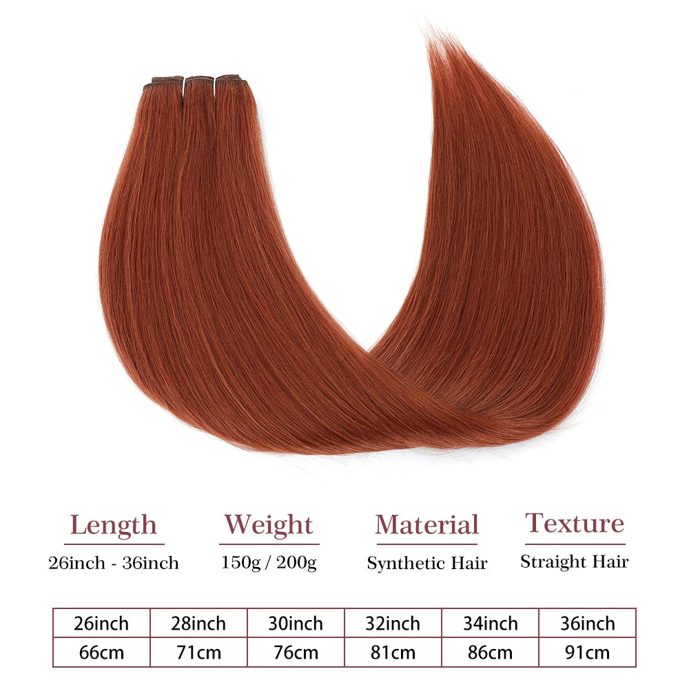 24-32 Inch Bio Protein Straight Hair Bundles Synthetic High Temperature 150g 200g Ombre Brown M888 Orange Soft Hair Weaving