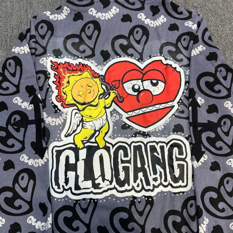 Unisex Glo Gang Zip Hoodie Cartoon Graphic Print Street Style Cozy Casual Wear