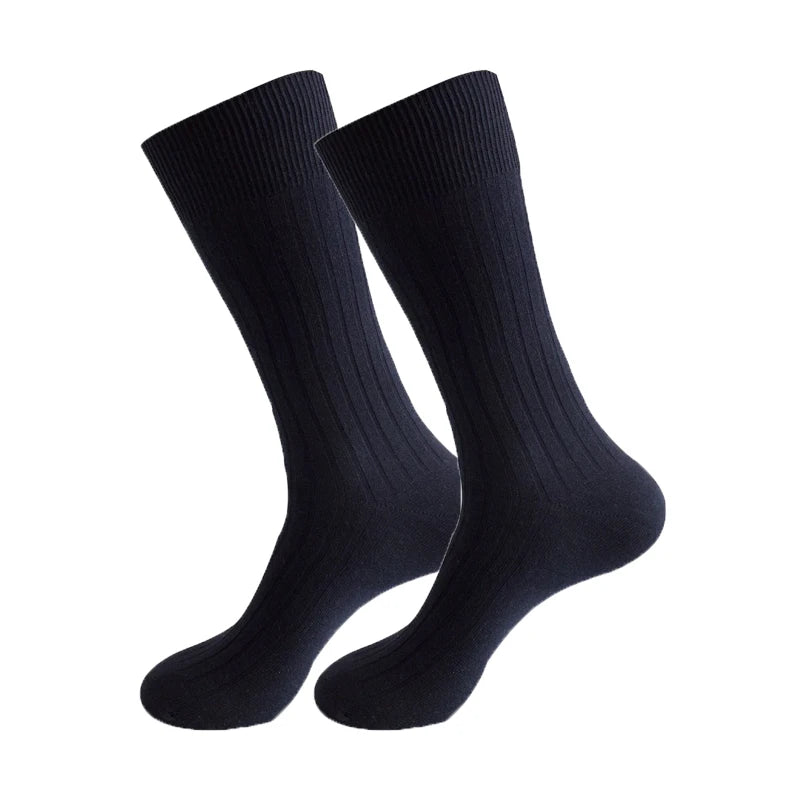 Mans Socks Long Plus Large Size Cotton Solid Striped Business Boneless Soft Breathable Sweat-Absorbing Party Dress Crew Socks