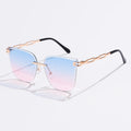 New Sunglasses Women Rimless Cat Eye Eyewear Gradient Brown Cutting Lens Sun Glasses For Female Alloy Eyeglasses Brand Designer
