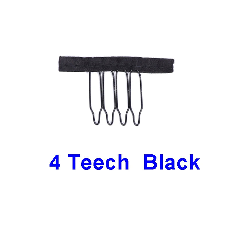 Nunify 12-24Pcs/Lot Black Wig Comb Clips With Steel Tooth Polyester Cloth Wig Accessories Styling Tools Convenient For Hair