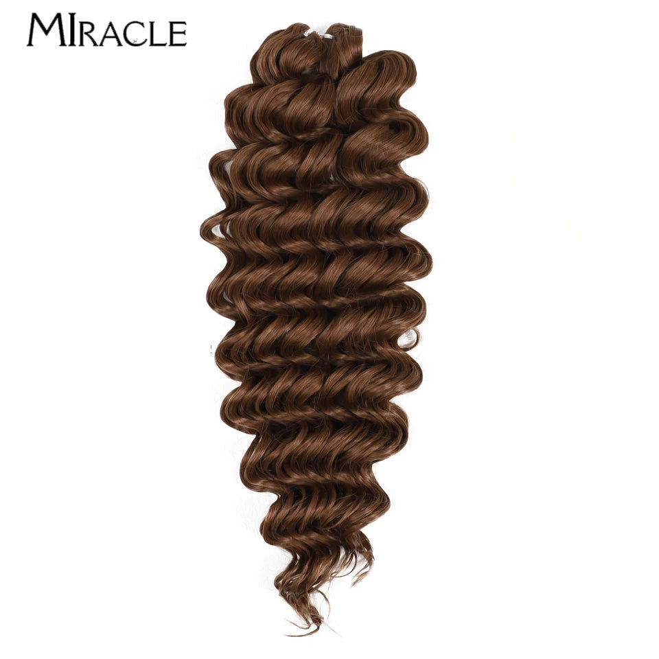 MIRACLE Crochet Hair Extensions 30 Inch 70CM Deep Wave Braiding Hair Bundles Synthetic Crochet Braids Hair Water Wave Fake Hair