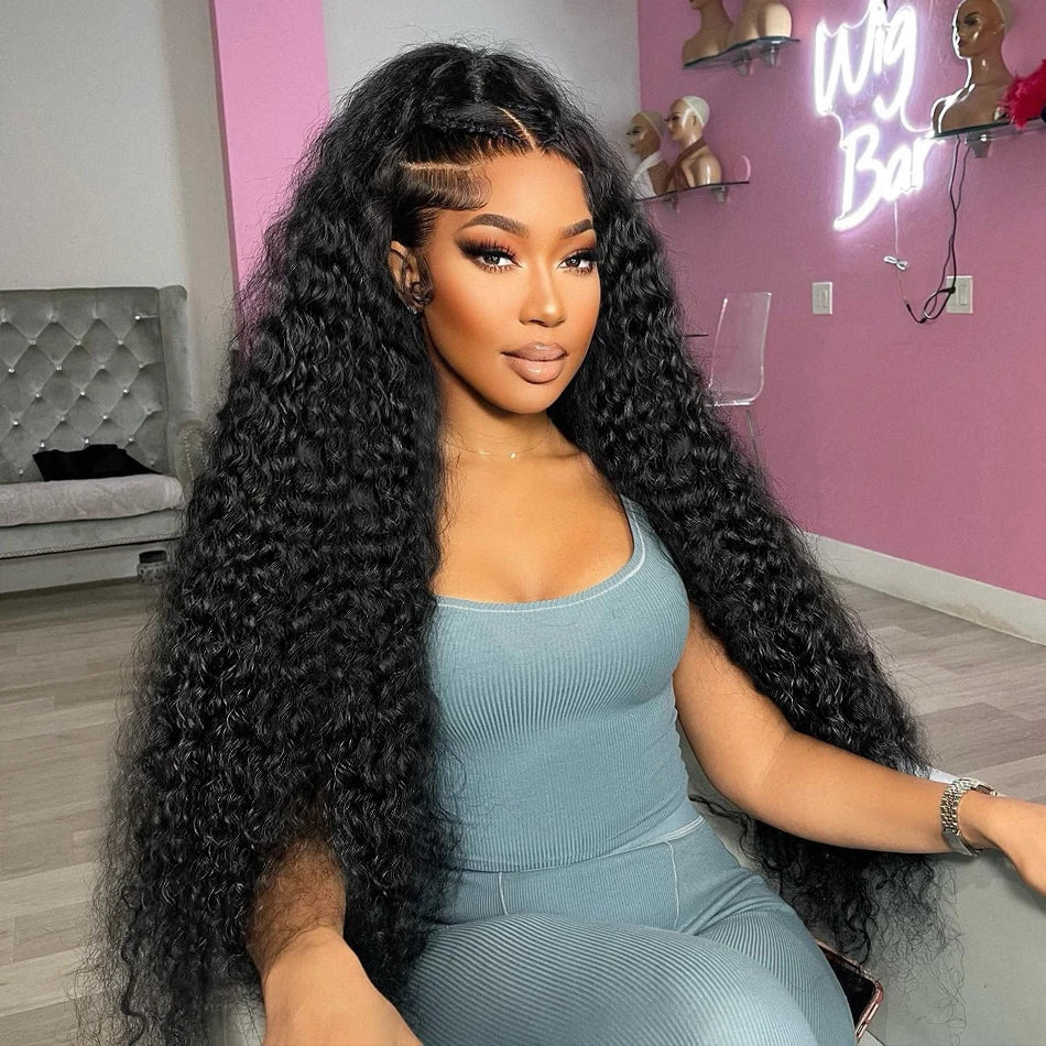 Luvin Deep Wave Human Hair Bundles 30 34 Inch Curly Hair Weaving Remy Unprocessed Tissage Double Weft Virgin Hair Extensions