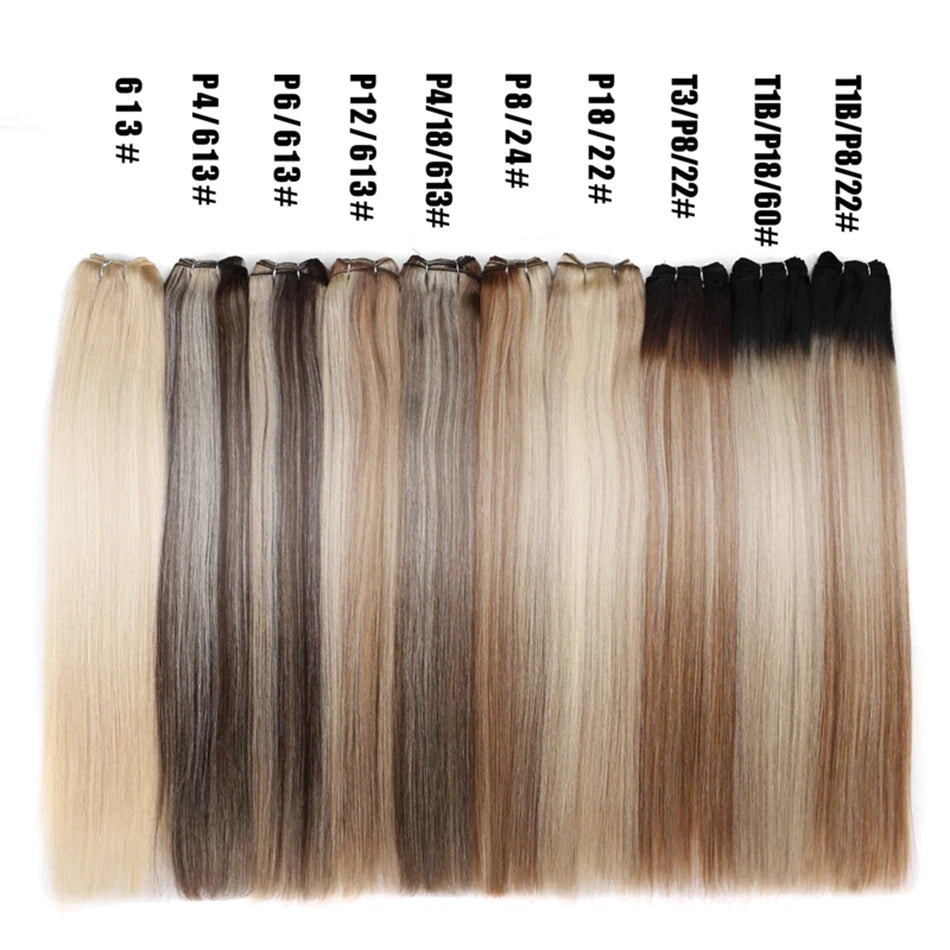 Straight Human Hair Weaves Bundles Brazilian Remy Human Hair Sew In Weft Extensions Straight Blonde 100g 16"-28" Natural Hair