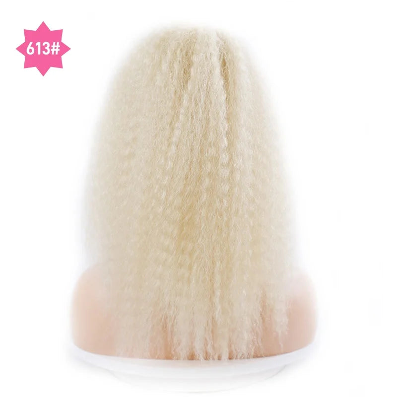Lydia Short Hairpieces Synthetic 14" Kinky Straight Hair With Plastic Combs Drawstring Ponytail Extension Water Wavy Loose Curly
