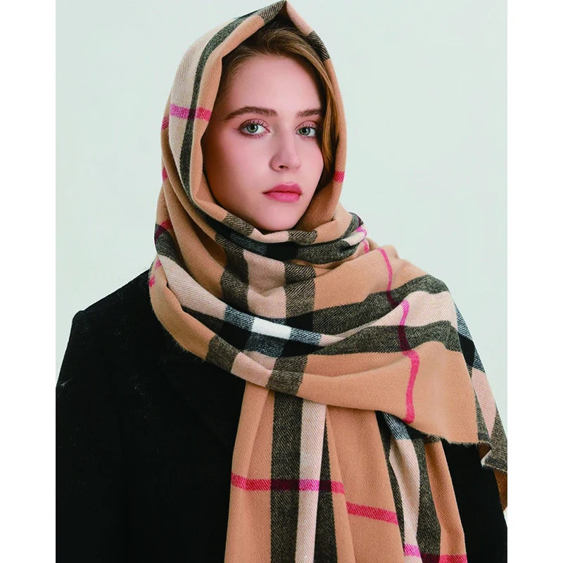 Premium Cashmere Plaid Scarf - Blend of Classic Charm & Modern Elegance