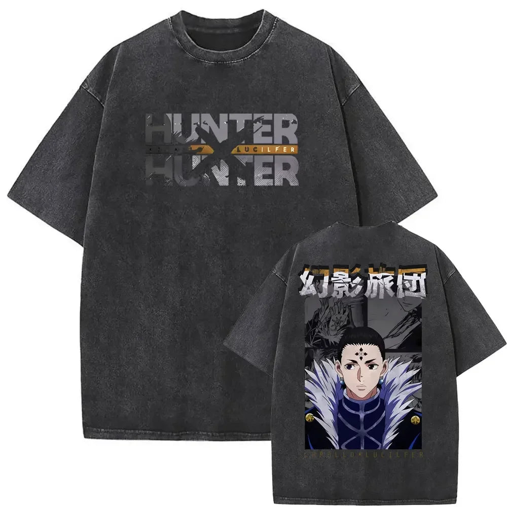 Washed Vintage Anime Hunter X Hunter T-shirt Killua Zoldyck Graphic T Shirt Men Women Clothing Casual Oversized Crewneck Tshirt