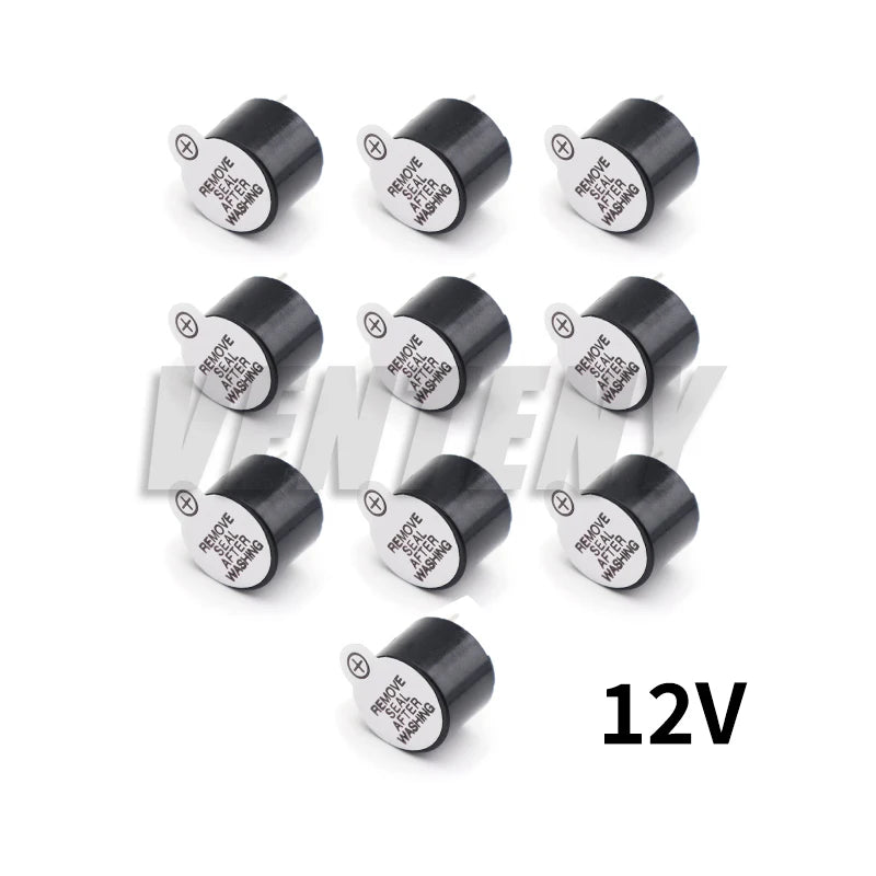 10PCS 3V 5V 12V 12 x 9.5MM Active Buzzer Magnetic Long Continous Beep Tone