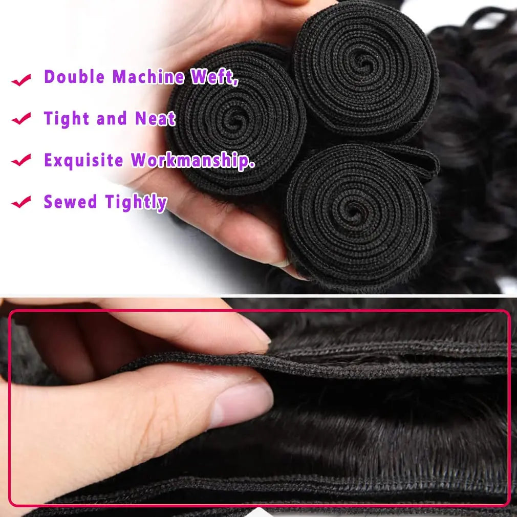 raw kinky curly human hair extensions deals weave bundles 30 36 inch brazilian Natural black water deep wave for woman