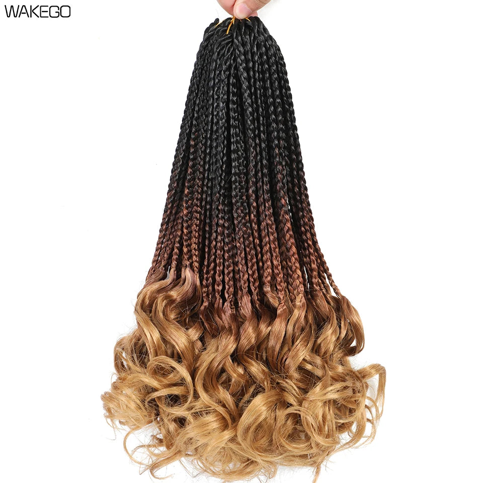24 18 14 Inches French Curly Crochet Braids New Goddess Box Braids Bouncy French Curl Braid Hair Crochet Synthetic Braiding Hair