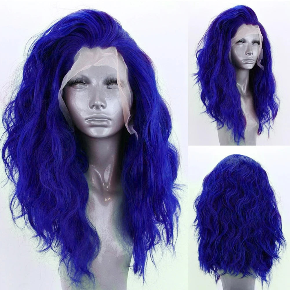 AIMEYA Water Wave Synthetic Lace Wig Natural Looking Lace Front Wigs for Women Free Part Cosplay Party Wig Heat Resistant Wigs