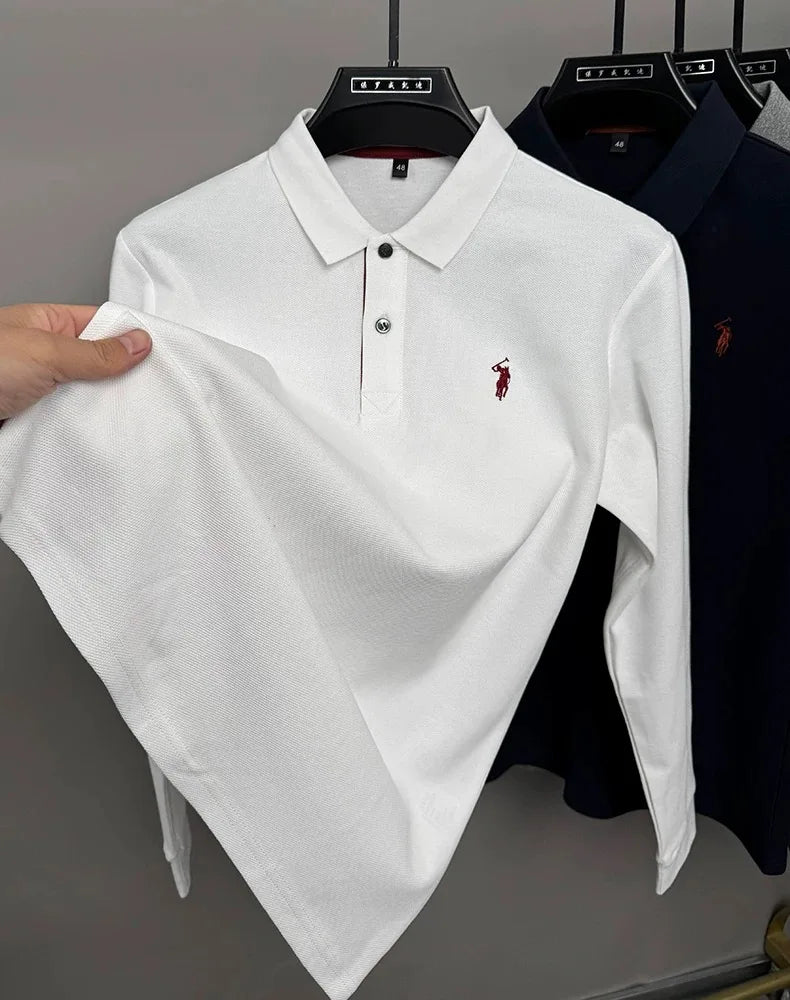 High end brand 100% cotton long sleeve polo shirt men's autumn fashion designer new Paul Pony embroidery casual golf T-shirt