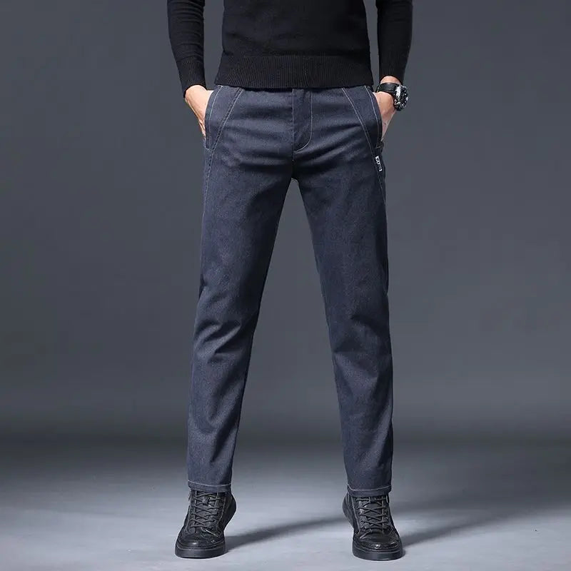 Jeans Men's Autumn and Winter Fit Straight Men's Pants New Style Men's Pants Black Versatile Stretch Men's Casual Pants