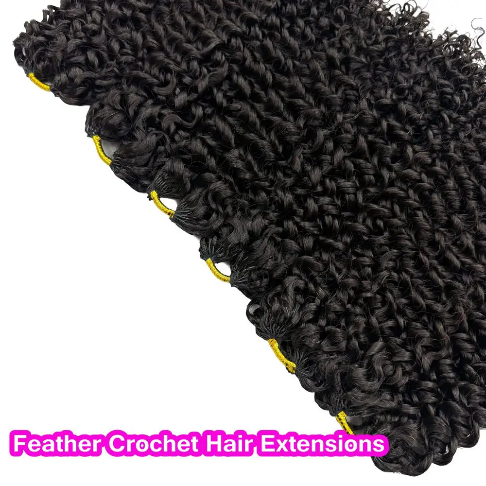 Crochet Human Hair Small Spirals Curly For Women Natural Black Deep Wave Braiding Hair Braid Kinky Curly Feather Hair Extensions