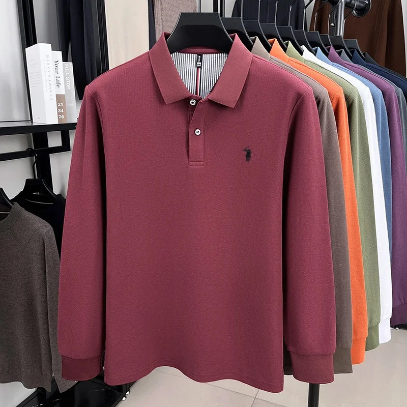 Fashion autumn and winter new item Paul brand embroidered polo shirt mens brand business casual comfortable long sleeved T-shirt