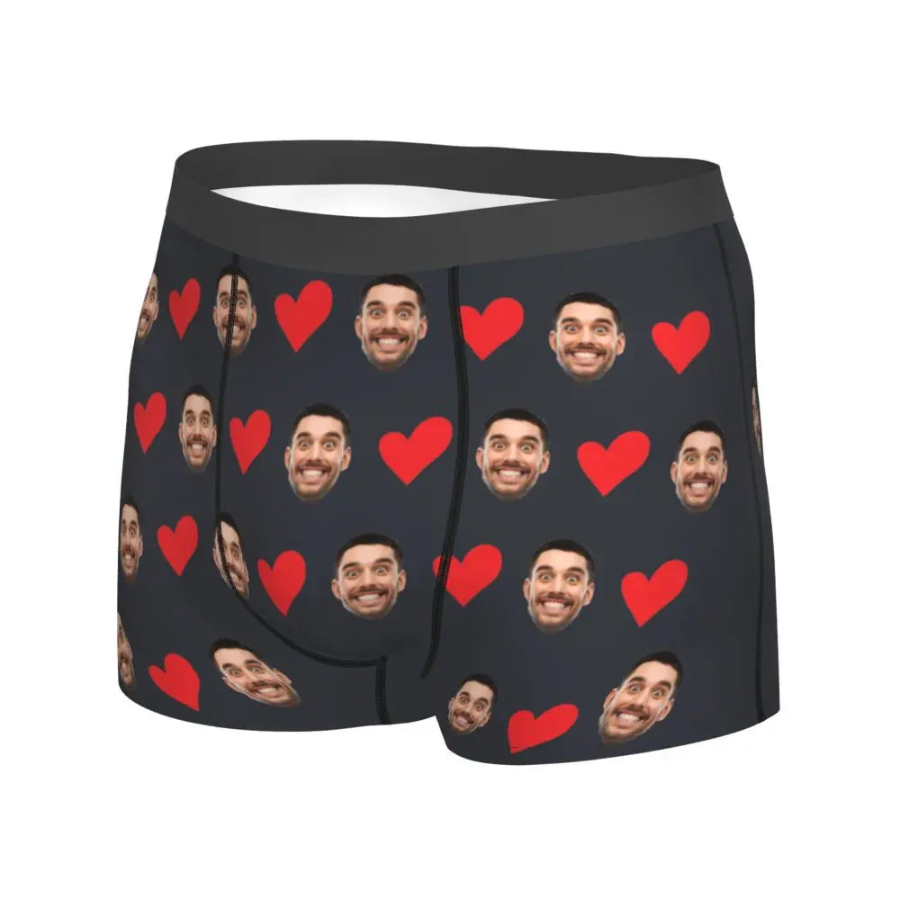 Personalized Face Photo Underwear - Custom Heart Boxer Briefs - Custom Men Briefs - Gift For Husband - Anniversary Gift for Dad