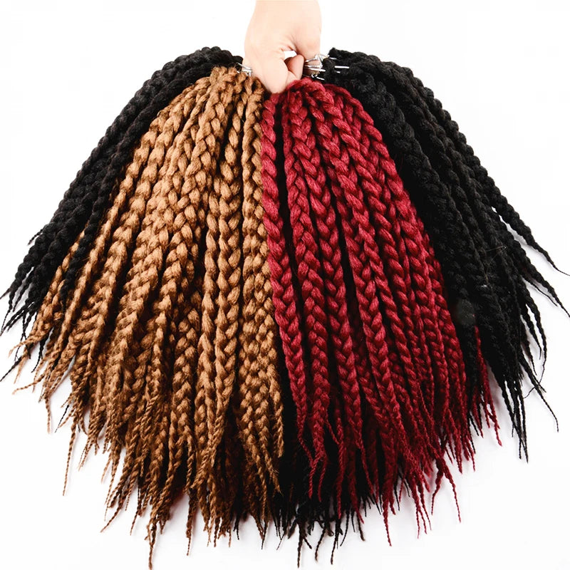 Full Star Box Braids Synthetic Hair 12" 18" 22" Crochet Braids Style Black Burgundy Brown for Africa America Women Crochet Hair