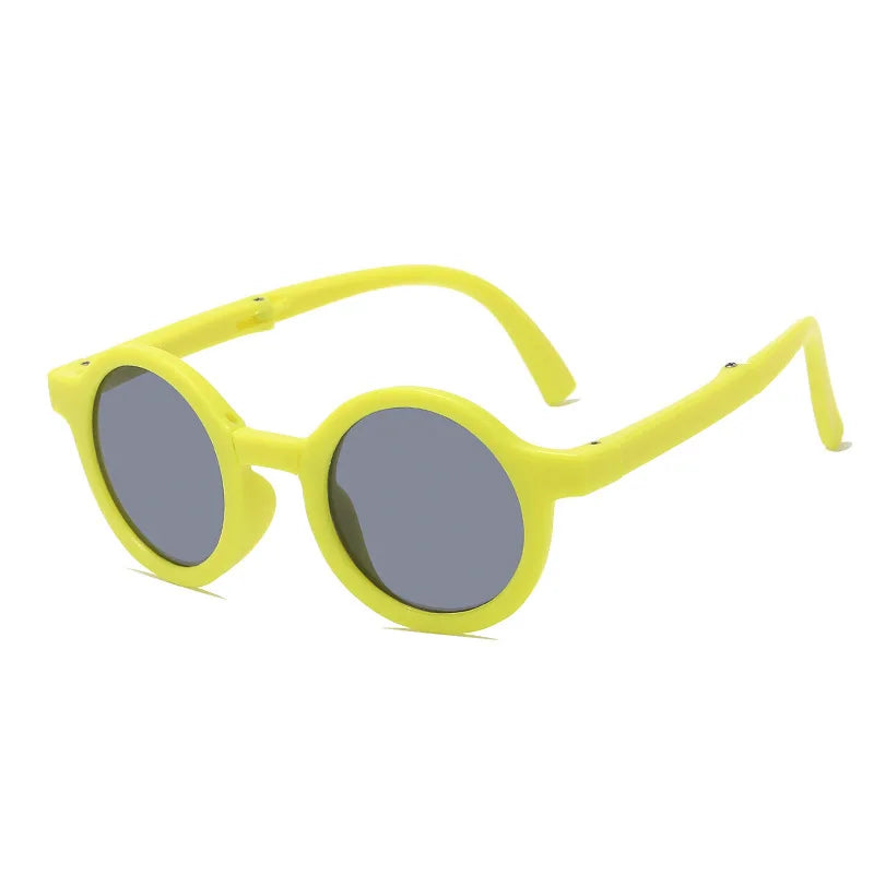 New Folding Children's Fashionable Round Sunglasses Cute Eyeglasses For Boys Girls Baby Sunshade And UV Protection
