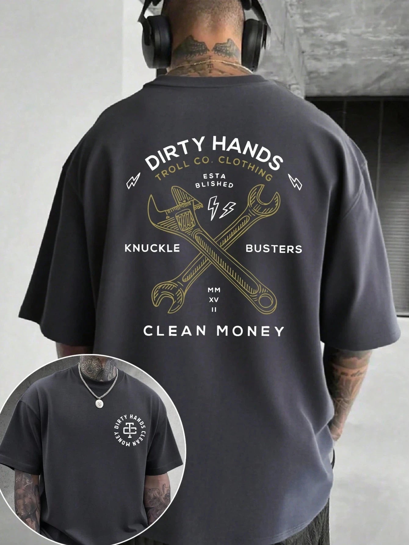 Men's Graphic T-Shirt Dirty Hands Clean Money Daily Wear Cotton Unisex Gift Idea for Him Her Streetwear Fashion Top