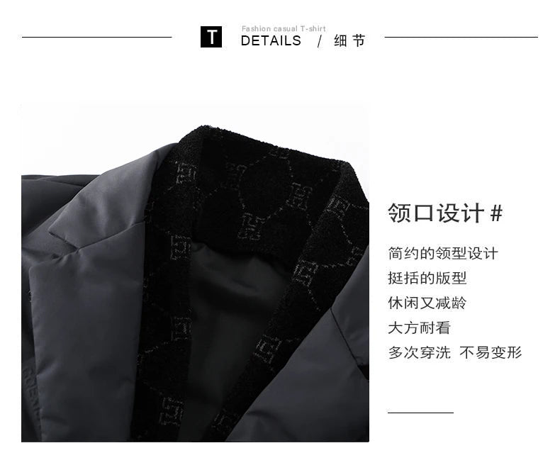 High Quality Men's Handsome down Jacket with Scarf Collar M-6XL Big plus Size for Middle-Aged Dad Fashionable Outerwear