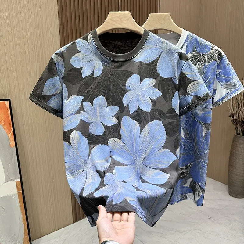 Loose Short-sleeved Thin Versatile Top Short-sleeved T-shirt for Men Summer Thin Full-body Printed Casual Breathable Trendy