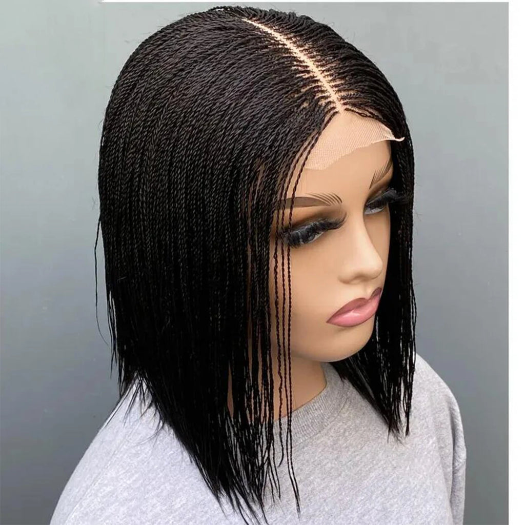 Short micro twist wig on 2*6 lace Centre-part braided wig braided lace front wigs 8-10" braid wig braided lace wigs Micro Braid