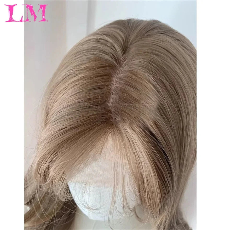 LM Golden Wig Synthetic Ombre Long Straight/Body Wave Middle Part Heat Resistant Natural Hair Wigs For Women Cosplay