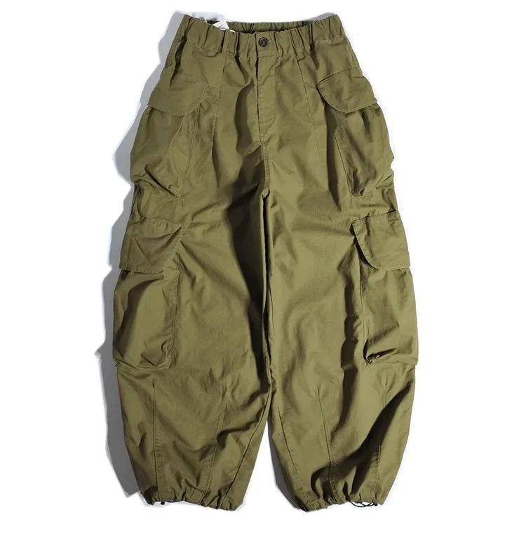 Heavyweight Wide Leg Workwear Trousers CityBoy Hong Kong Style Multi-Pocket Loose Straight Casual Shape Men's Pants