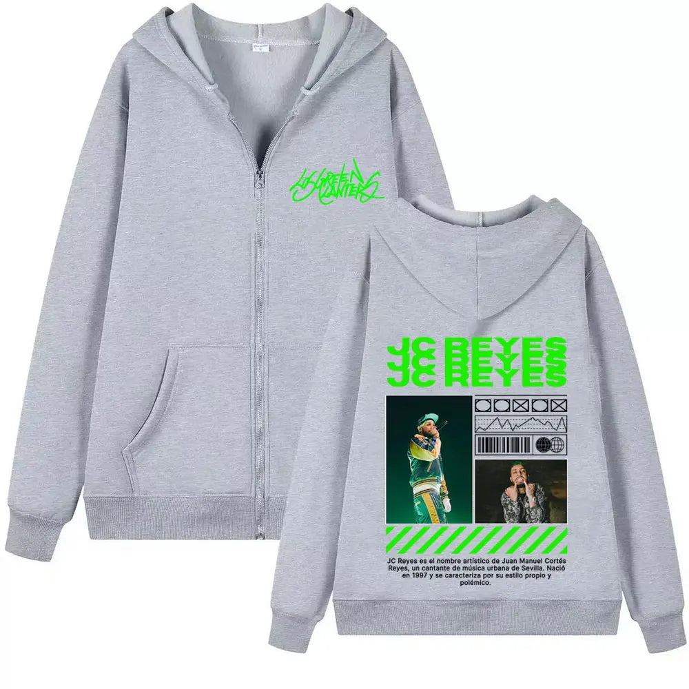 Rapper Jc Reyes Album Tour 2025 Cover Zipper Sweatshirts for Men Vintage 90s Hip Hop Style Jacket Unisex Harajuku Zip Up Hoodies