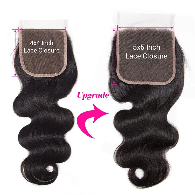 PerisModa Body Wave Human Hair Bundles With Closure 5x5 Transparent Lace 4×4 Brown Lace Brazilian Remy 12A Human Hair Extensions