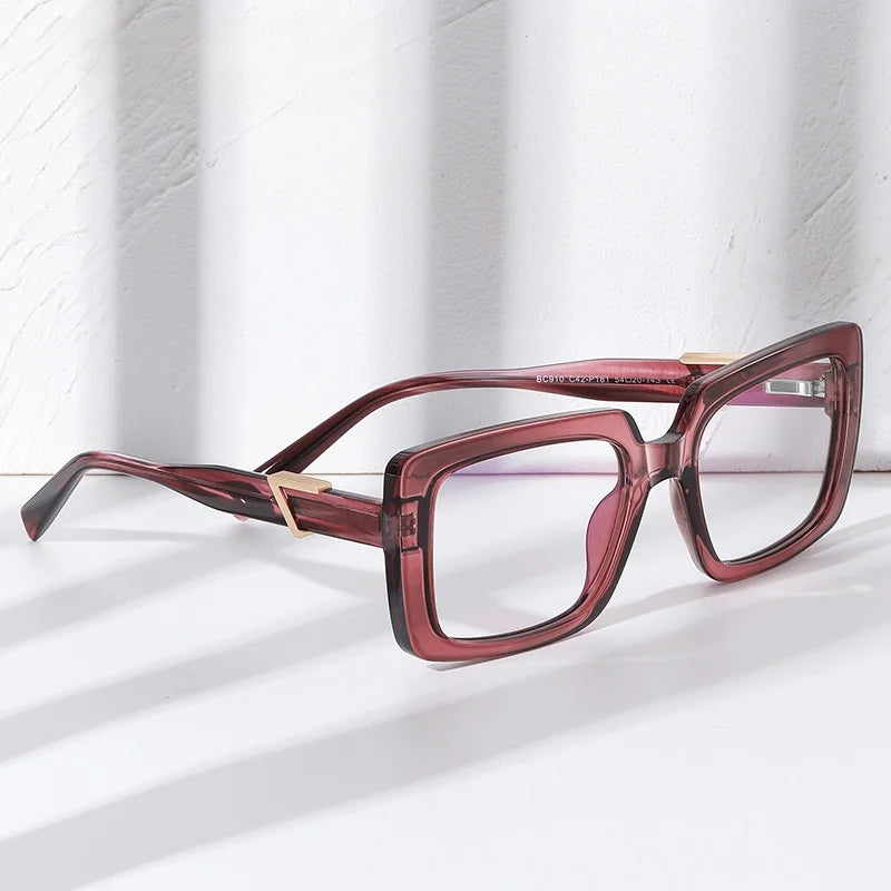 New Fashion Plate Blue Light Blocking Women's Glasses Frame Large Square Frame Optical Prescription Eyeglasses For Women BC910