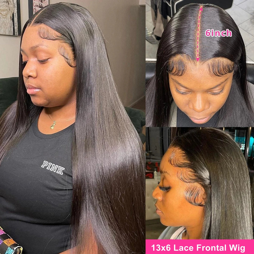 40 Inch 250 Density Straight Lace Front Wigs Human Hair 13x6 HD Lace 13x4 Transparent Frontal Wigs Pre Plucked For Black Women