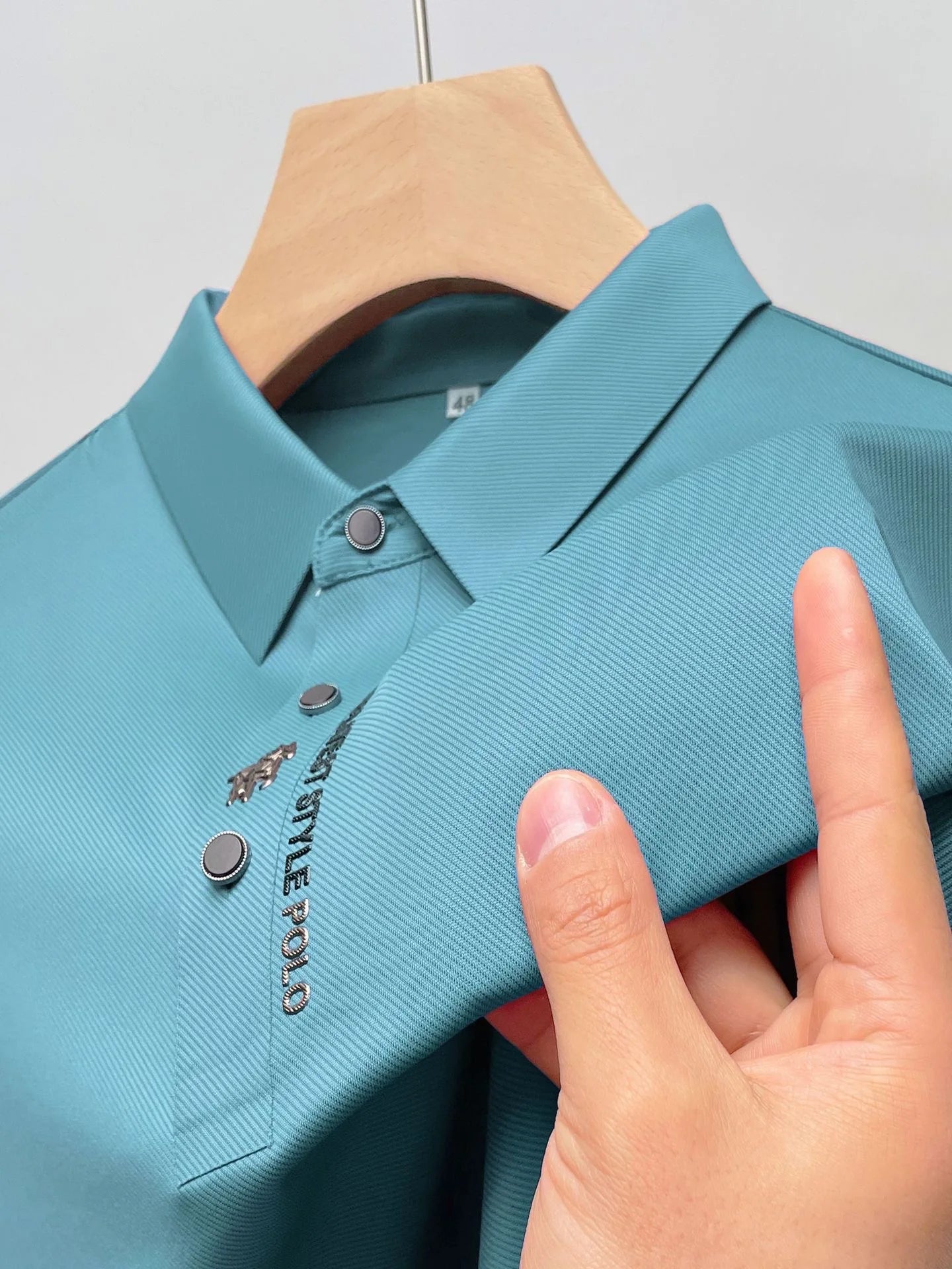 High end brand short sleeve polo shirt men's 2025 summer new trend embossed design casual ice silk breathable lapel Paul T-shirt