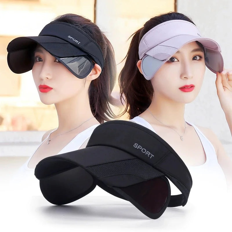 New Summer Outdoor Sport Casual Sports Empty Cap Men's Fishing Widened Pull-Out Brim Sunshade Sun Protection Hat Women