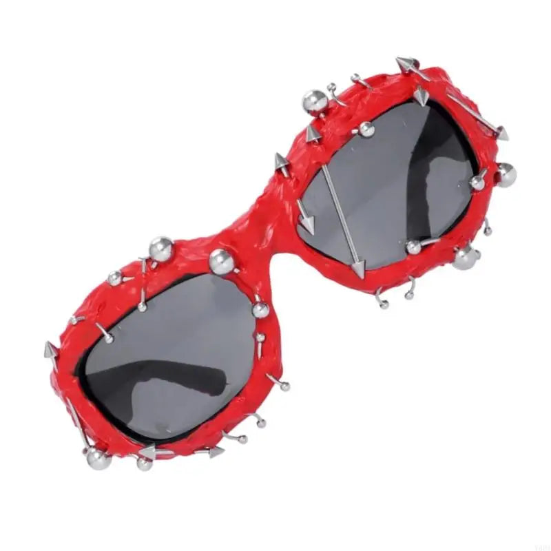Y88A Cool Hiphop Dancing Sunglasses With Rivet Frame For Various Occasion Everyday Use and Punk Eye Glasses for Night Event