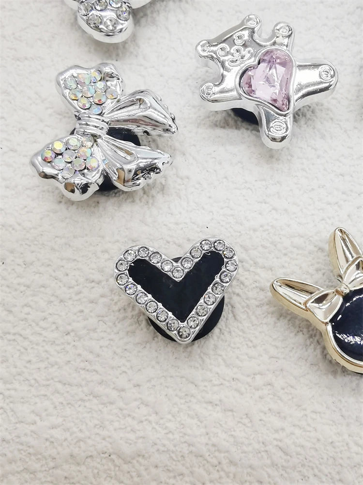 10PCS ABS Shoe Charms Bow Rhinestone Accessories For Clogs Bear Pearl Buckle Decorations Diy Women Lovely Garden Shoes Decor