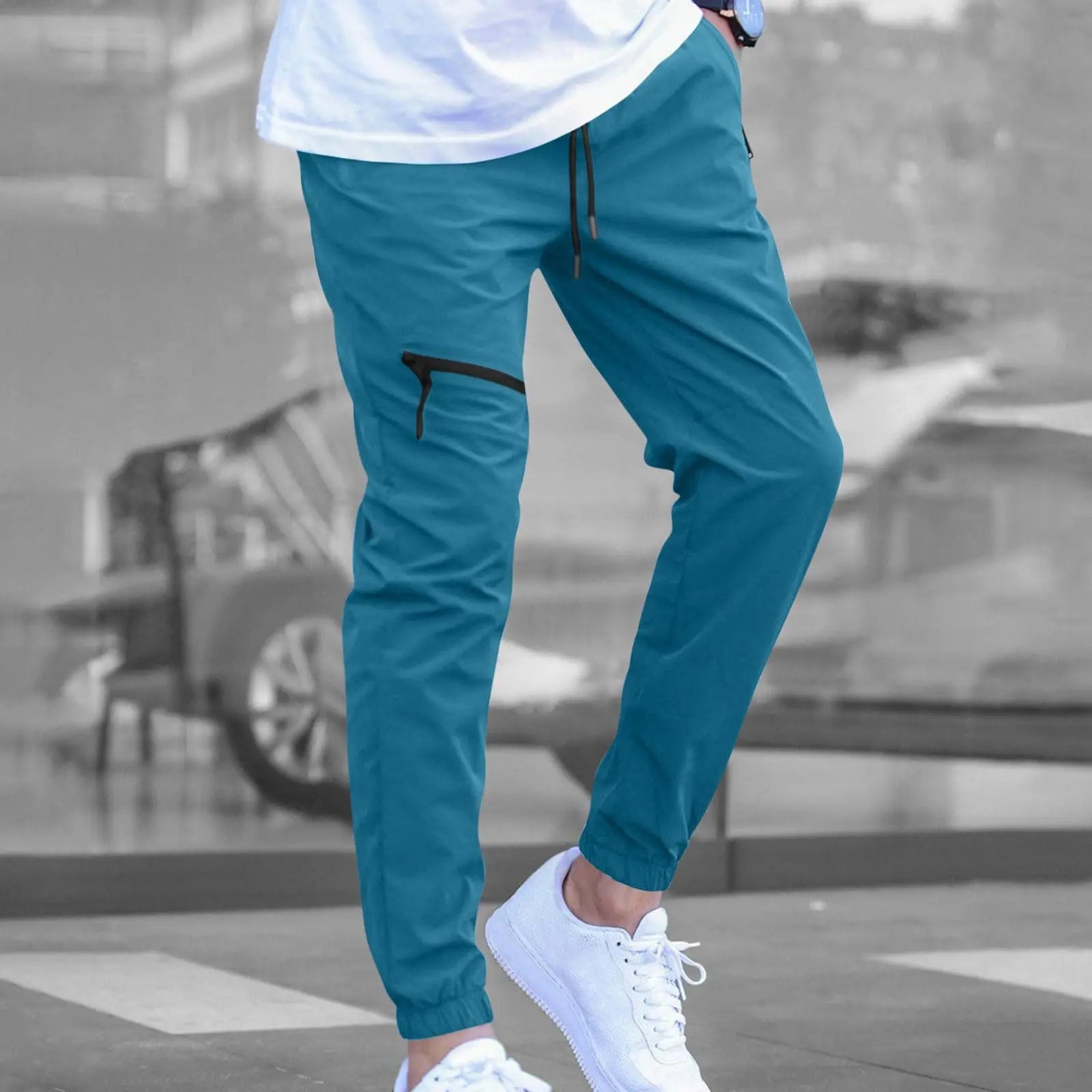 YHOPE Mens Cargo Work Pants Casual Stylish Twill Tapered Slim Fit Pants Athletic Chinos Work Trousers 80s Outfit Streetwear