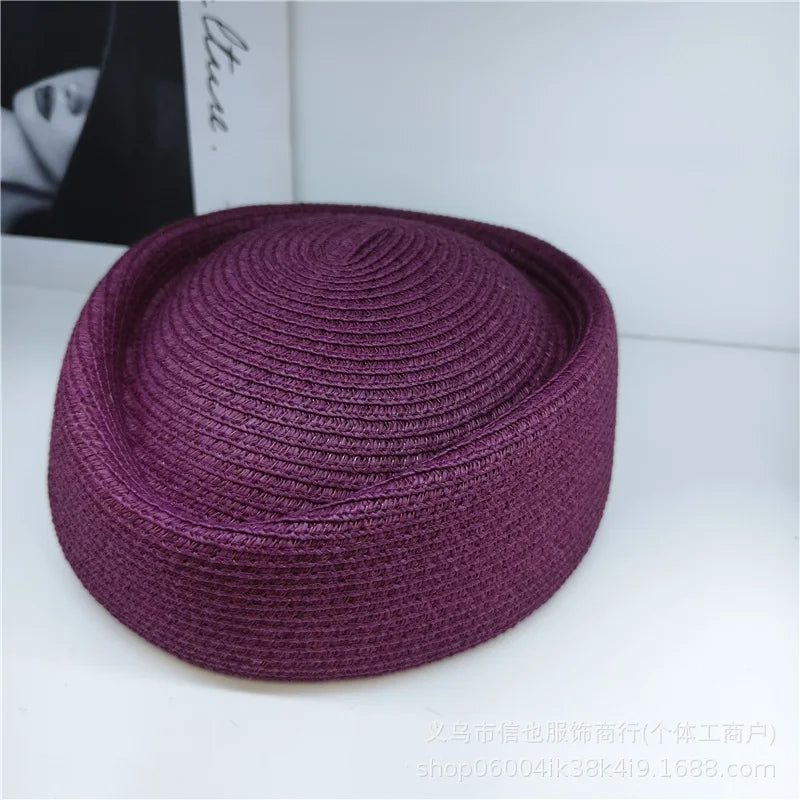 2026 New Summer Straw Fedoras Hats for Women Hostess Fashion Pillbox Hat Millinery Fascinator Designer Beret Hats Painter's Hat